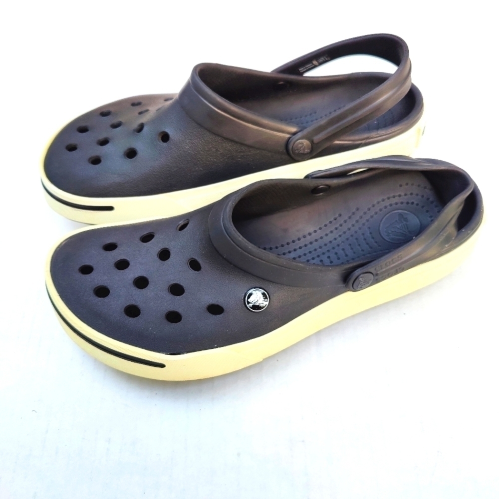CROCS Two-Tone Black and Cream Classic Clogs